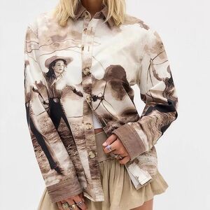 BDG Printed Denim Cowgirl Shirt-Sold Out!